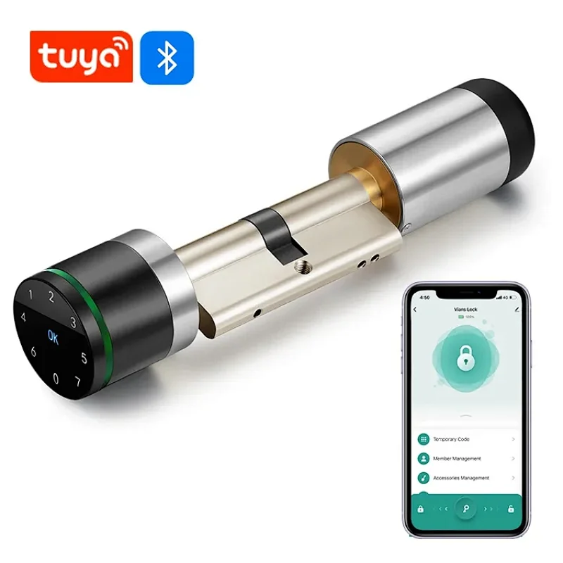Tuya Bluetooth RFID Card smart Euro profile cylinder lock for Door Access Control