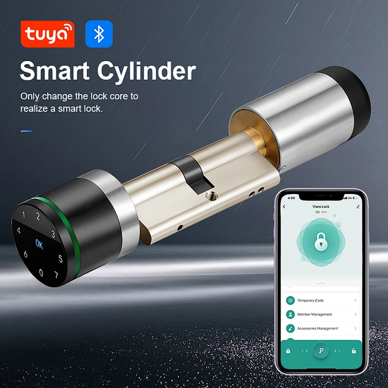 Tuya Bluetooth RFID Card smart Euro profile cylinder lock for Door Access Control